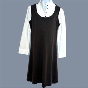 Style & Co 90s Y2K Brown Knit Layered Dress Size L Rachel Green Alternative
